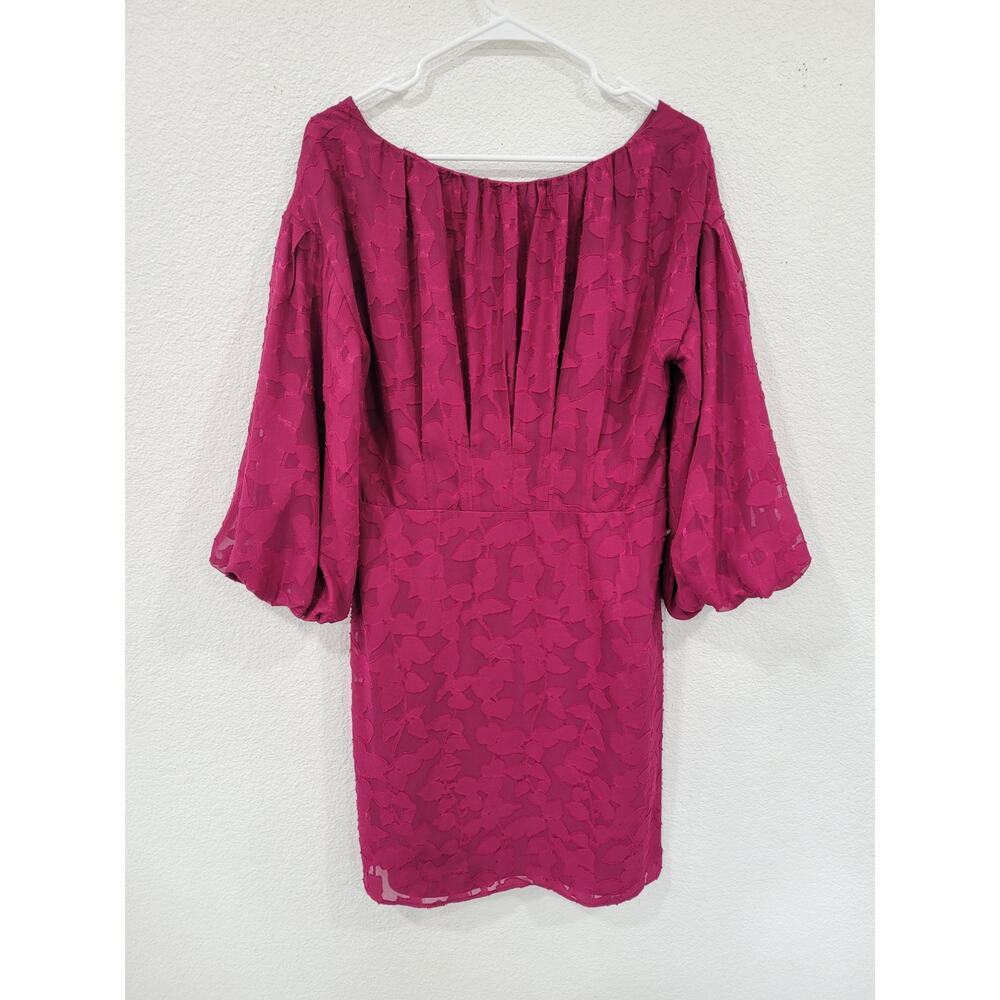 Maggy London Women's Puff Long Sleeve Boatneck Curved Empire Waist Dress 10 #13